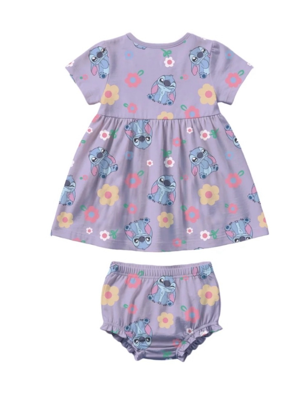 Disney Stitch Baby Girl Viscose Bamboo French Terry Floral  Dress And Panty Set - Picture 5 of 10